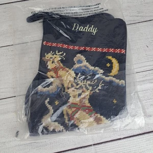 Lands End Nadelspitze Weihnachtsstrumpf Santa Rentier Papa monogrammiert Neu  - Bild 1 von 11