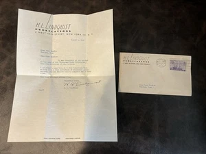 H.L.Lindquist Publications Autographed Letter And Envelope August 1, 1949 - Picture 1 of 6