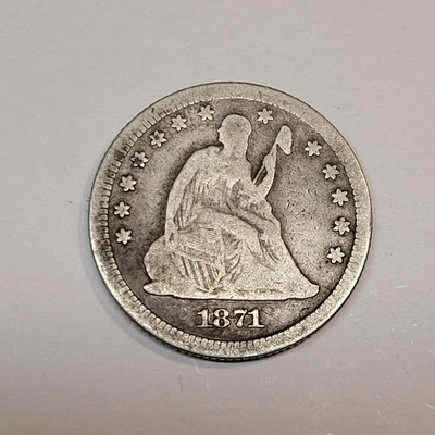 1871 P Silver Seated Liberty Quarter VG  - Image 1 of 2
