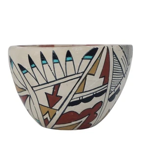 Vaso vintage Jemez Pueblo ceramica nativi americani vaso firmato Rose Sandia - Foto 1 di 9