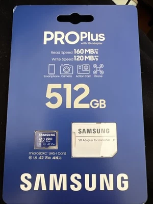 Samsung PRO Plus 512GB microSDXC UHS-I Memory Card with Adapter (MB-MD512KA/AM) - Image 1 of 2