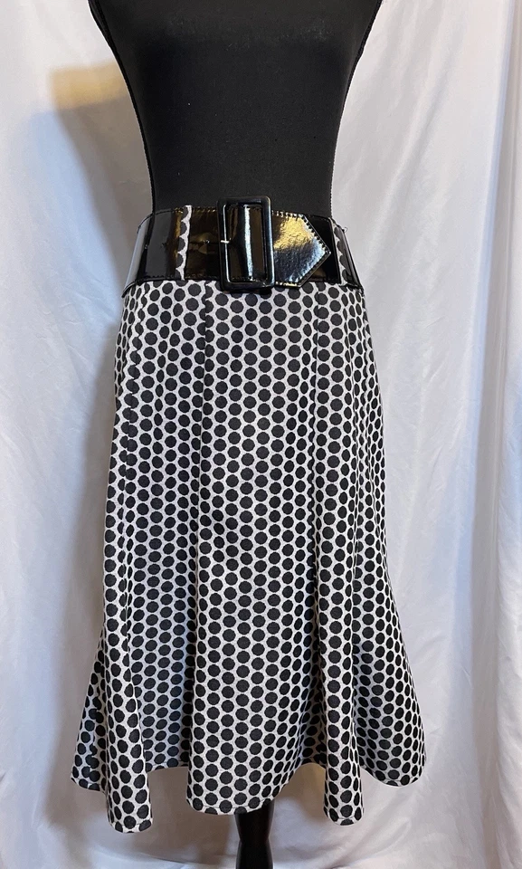 Юбка Carole Little черно-белая в горошек с широким ремнем размер 4 - Изображение 1 из 4