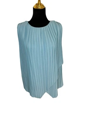 Blusa plisada asimétrica sin mangas azul Alfani talla L Foto 1 de 4