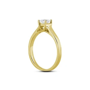 3/4ct F SI1 Princess Natural Certified Diamond 14k  Solitaire Engagement Ring - Picture 1 of 3