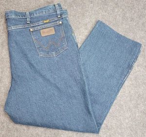 Wrangler Jeans Mens 42x34 Blue Slim Fit Advanced Comfort Cowboy Cut Western - Picture 1 of 11
