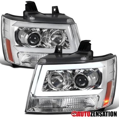 Fit 2007-2014 Chevy Avalanche Tahoe Suburban LED Bar Projector Headlights 07-14 - Image 1 of 4