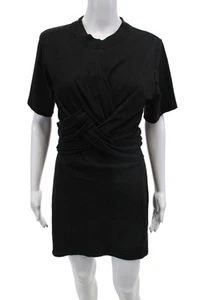 T Alexander Wang Womens Twist Front Shirt Dress Black Cotton Size Medium - Picture 1 of 6