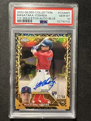 2023 Topps Gilded Masataka Yoshida BLUE Auto /50 CGA-MY RC Red Sox  PSA 10 GEM - Image 1 of 2