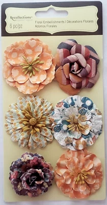 Recollections Signature FLORAL Embellishments, FALL FLOWERS - 6 pcs - Image 1 of 2