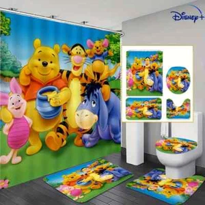 Disney Winnie the Pooh Bathroom Sets - Shower Curtain, Disney Gift for Fans - Picture 1 of 12