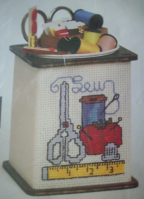 Decorative container cross stitch pattern and holder KIT - Image 1 of 3