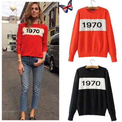 WOMEN 1970 JUMPER PULLOVER BELLA DESIGNER BLACK ORANGE Long Sleeved Knitted Top - Image 1 of 4