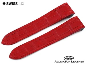 Genuine Alligator for CARTIER De SANTOS Red Crocodile Leather Watch Strap Band - Picture 1 of 9