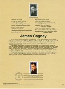 1999 USPS Souvenir  33¢ JAMES CAGNEY #9925 w/Watermark Archival American - Picture 1 of 1