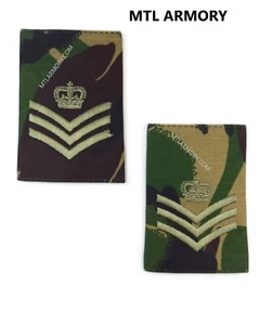 BRITISH DPM STAFF SERGEANT EPAULETTES \ SLIP ONS \ SHOULDER RANKS (PAIR) - Bild 1 von 1