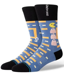 Stance Adult Blue Crew Cotton InfiKnit Pac-Man Power Pellet Casual Socks L 9-13 - Picture 1 of 1