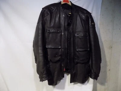VINTAGE HEIN GERICKE MENS HEAVY MOTORCYCLE JACKET BLACK HARLEY DAVIDSON INDIAN - Image 1 of 4