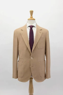 NUEVO CON ETIQUETAS $4895 Brunello Cucinelli Hombres Cachemira-Seda-Lana Abrigo Deportivo con Botones con Logo A252 Foto 1 de 4