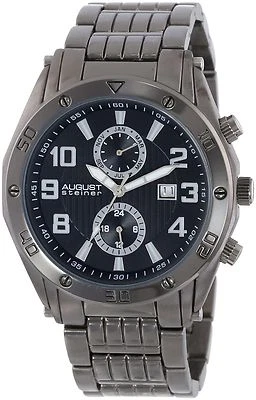 NEW August Steiner AS8070BK Men's Swiss Chronograph Watch Black Dial Case Band - Image 1 of 4