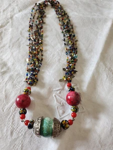 Collier vintage original multicolore ethnique superbe 58 cm - Picture 1 of 6