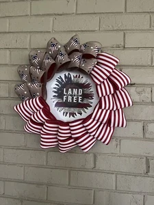 Patriotic Wreath For Front DoorDoor Hanger Red White Blue #1283 - Picture 1 of 6