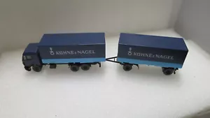 1/87 HO Train Scale Wiking Mercedes Benz Truck & Trailer Kuhne & Nagel Blue - Picture 1 of 3