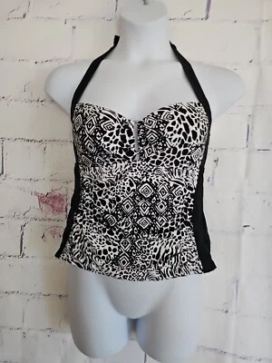 Catalina Collection Swimsuit Tankini Top Large 36/38 C/D Halter Lined Multicolor - Image 1 of 4