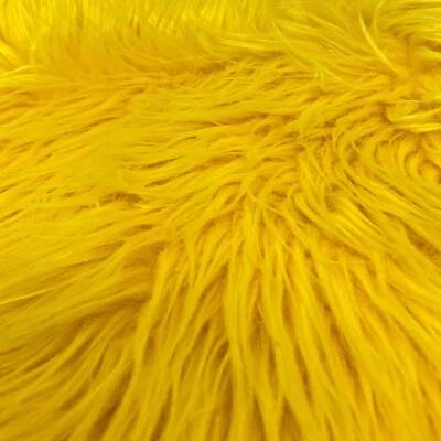 Yellow Solid Shaggy Long Hair Pile Faux Fur - Image 1 of 4
