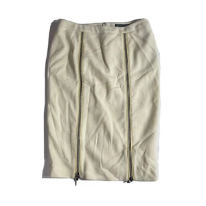 Alexander McQueen Double Zip-Front Ivory/Cream Skirt Size 42 - Picture 1 of 6