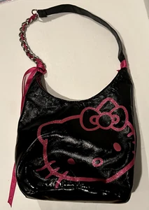 Hello Kitty Shoulder Bag Purse Handbag Black, Pink Outline 2011 - Picture 1 of 8