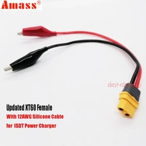 Amass XT60 Female Plug to Power Clip Tester 30CM 12AWG Cable for RC ISDT Charger - Picture 1 of 21