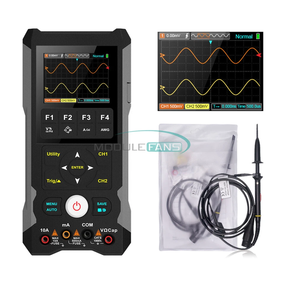 ET202D 3in1 Oscilloscope Multimeter Signal Source Dual CH Handheld Oscilloscope - Image 1 of 1