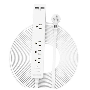 Flat Extension Cord Ultra Thin Flat Extension Cord Under Carpet, Rug, 15 ft - Bild 1 von 7
