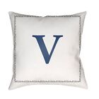 Initials By Surya 'V' Poly Fill Pillow, White/Blue, 20' X 20' - Int022-2020