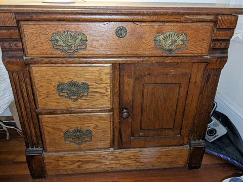 Oak washstand - perfect night stand for a brownstone bedroom Cover