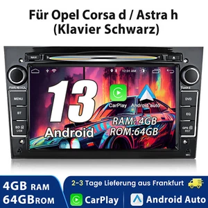 Carplay Android 13 4+64GB Autoradio GPS CD DVD Für Opel Astra H Corsa C D Vectra - Bild 1 von 14