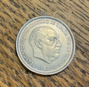 Spain 1957 (1965) 25 Pesetas Copper-Nickel Coin General Franco - Picture 1 of 2