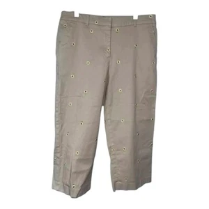 Briggs New York Womens Capri Pants Slim Pockets W/ Yellow Sunflowers Size 14 - Picture 1 of 6
