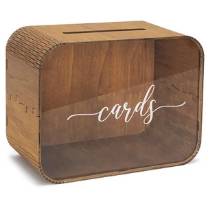 Wooden Wedding Card Box with Slot | Acrylic Wedding Decorations for Reception... - Picture 1 of 7