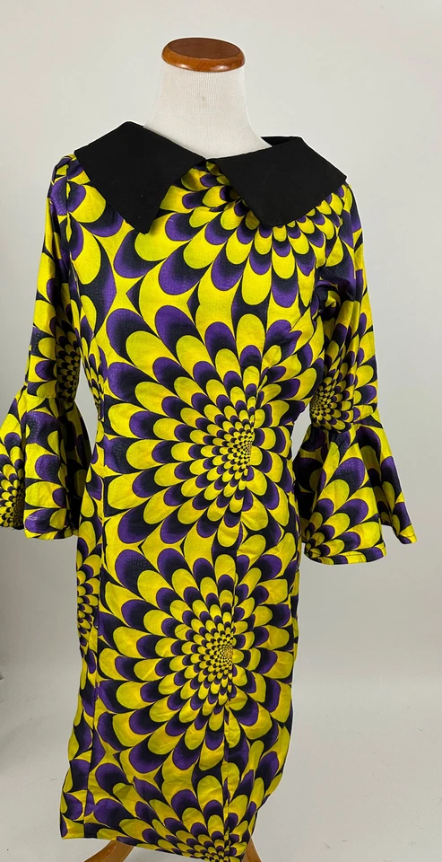 Handmade Purple Gold Wizard Whimsical Dress Flare sleeve M/L Costume - Image 1 of 3