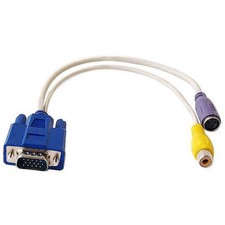 PC 15 Pin VGA Male to TV S-Video/RCA Female AV OUT Adapter Cable Yellow Purple