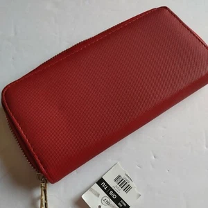 Red Zipped Womens Wallet Long 7.5x4 inch Dark Red Multi Pocket New b61 - Foto 1 di 4