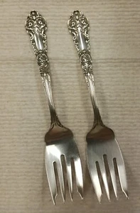 Reed & Barton French Renaissance Lot Of 2 Sterling Silver Individual Salad Forks - Picture 1 of 6