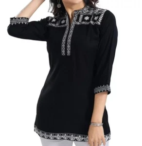 ISHDeena Short Kurtis For Women Indian Style Stay stylish Embroidery Tunic Top M - Picture 1 of 11