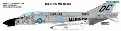 CAM DECALS (AKA) MILSPEC, MS 48-052, 1/48 SCALE, F-4B, VMFA-122 CRUSADERS - Image 1 of 4