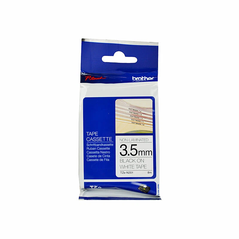 Genuine Brother TZeN201 Labelling Tape Black on White 3.5mm x 8m TZE-N201 - image 1 of 1