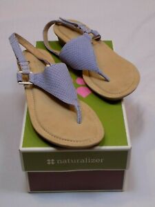 7.5 M Naturalizer Tipton Ladies Womens  Beluga Blue Thong Sandals Flats Strappy