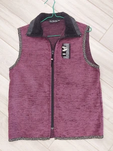 K.D. Spring Purple/Black Contrast Trim Embellished Velour Vest. Size M - Picture 1 of 3