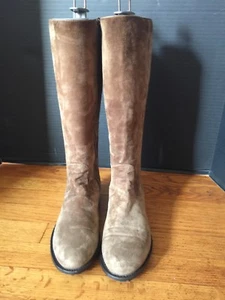 Rocco P Tall Brown suede boots italy women's EU 37 size 7 vibram sole Zipper - Picture 1 of 8