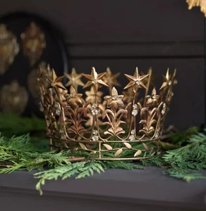 Anthropologie Vintage Style French Crown Starry Corona Santos Terrain Gold NEW - Picture 1 of 8